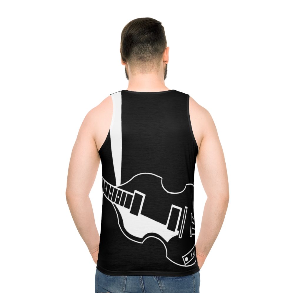 Unisex violin bass tank top featuring a music and beatles design