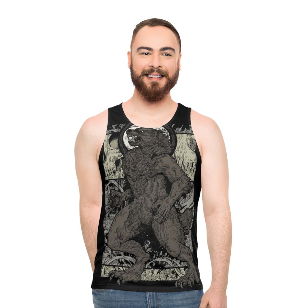 Unisex werewolf wolf skull ritual tank top