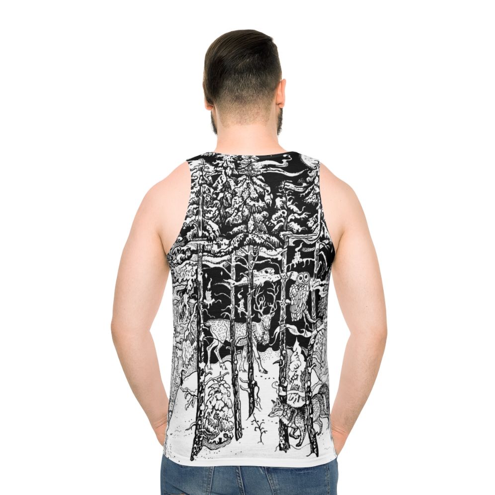 Unisex winter forest tank top with a scandinavian-inspired nature design
