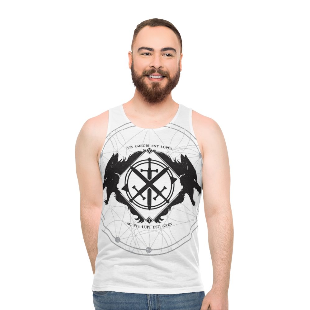 Unisex Tank Top with Minimalist Wolf Design for Destiny Fans