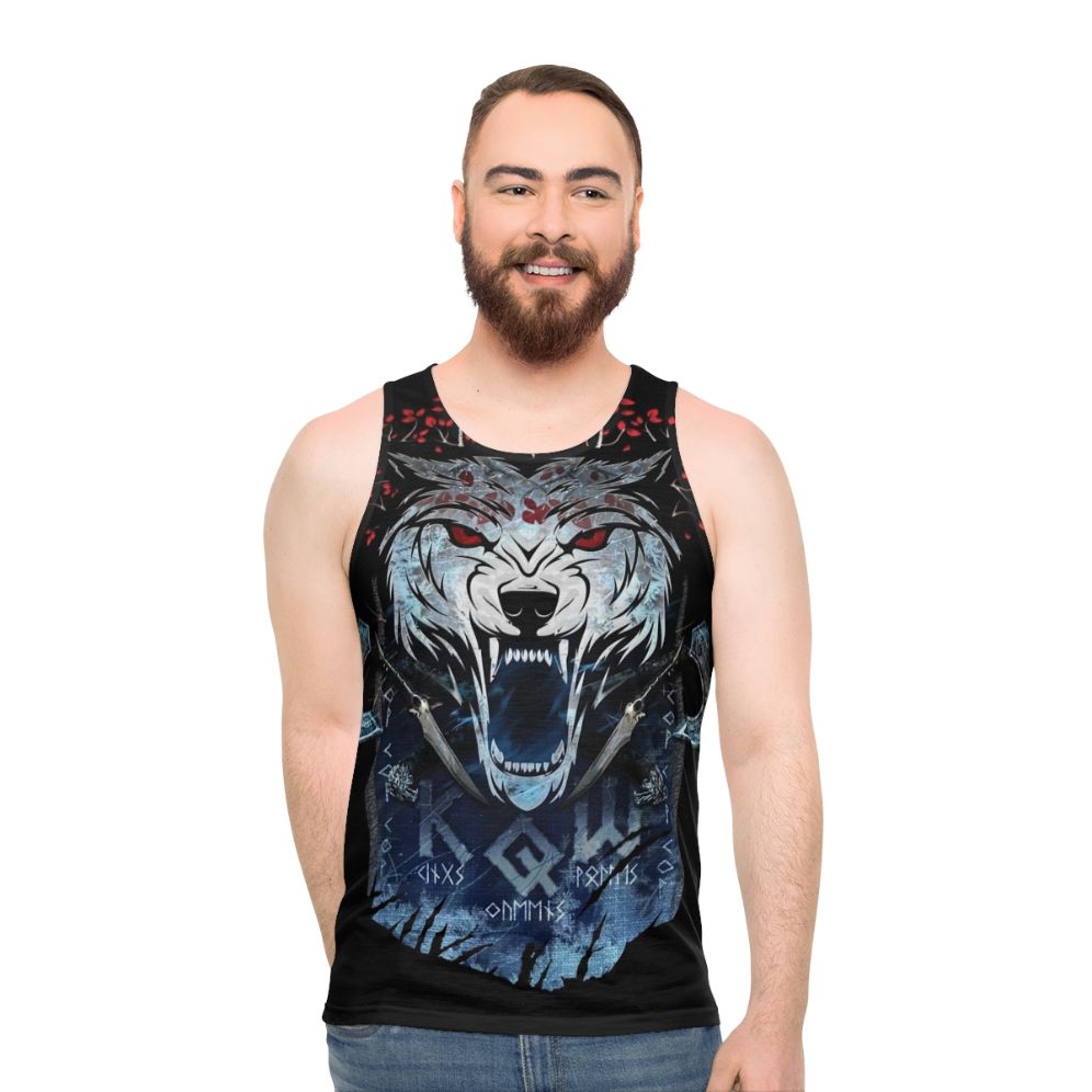 Unisex Wolf Print Tank Top
