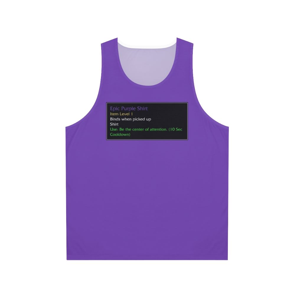 Unisex World of Warcraft inspired epic purple tank top
