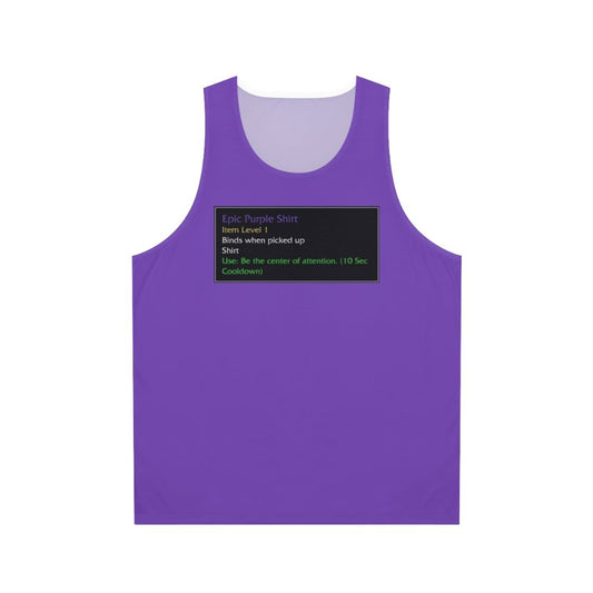 Unisex World of Warcraft inspired epic purple tank top