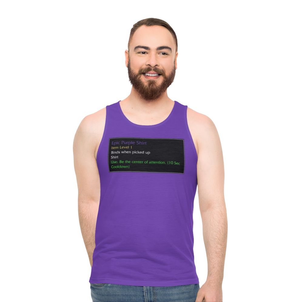 Unisex World of Warcraft inspired epic purple tank top