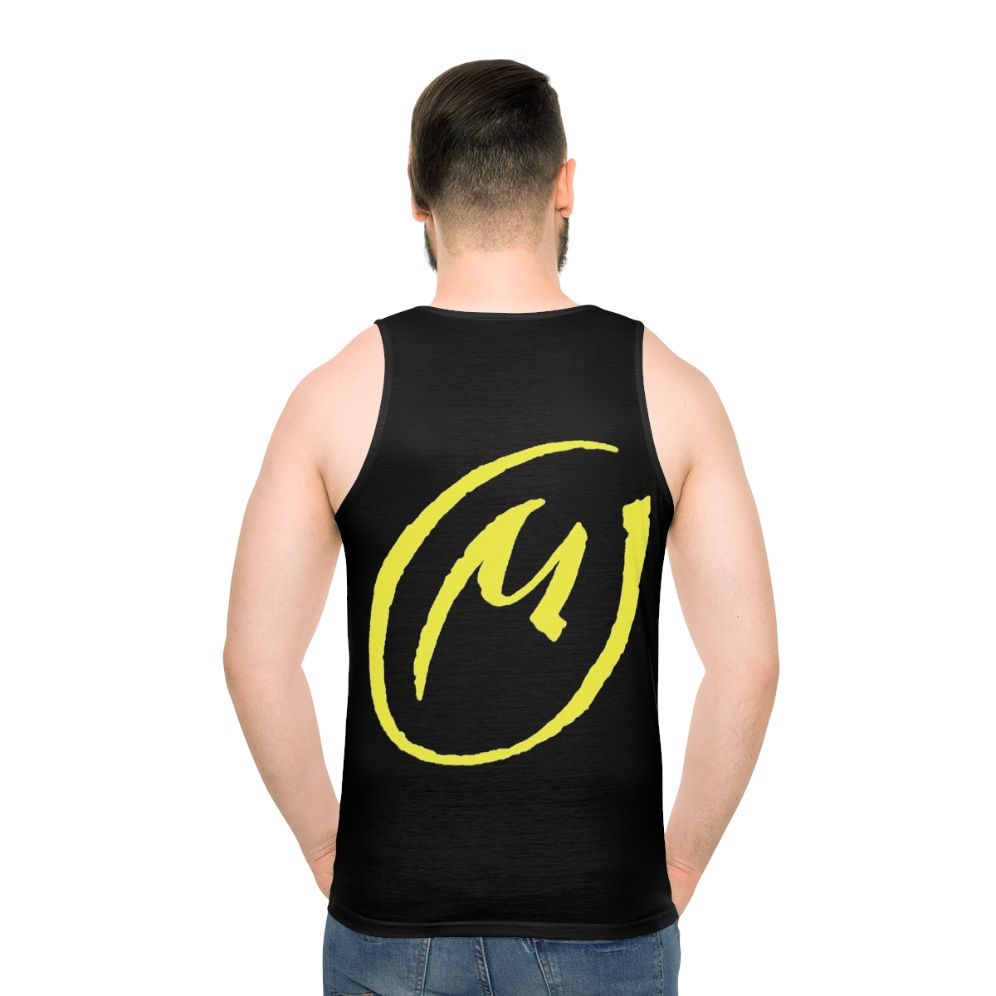 Unisex yellow tank top inspired by the Blake and Mortimer graphic novel series