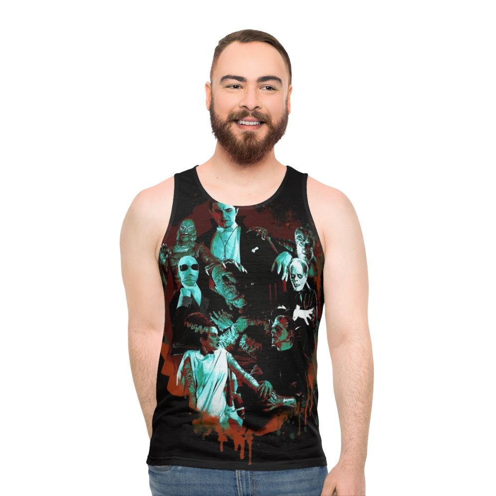 Unisex tank top featuring classic universal monsters