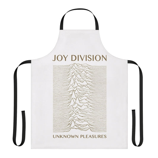 Unknown Pleasures-inspired apron with musical artist graphics