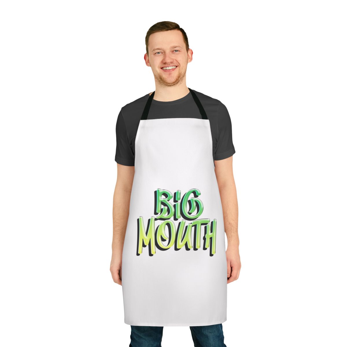 Apron featuring a quirky "Big Mouth" design, perfect for fans of the Netflix series