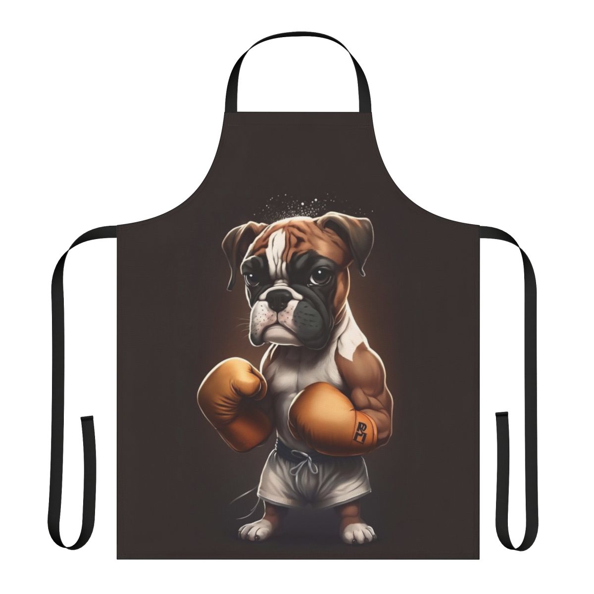 A stylish apron featuring a boxing dog design, perfect for animal lovers and pet owners.