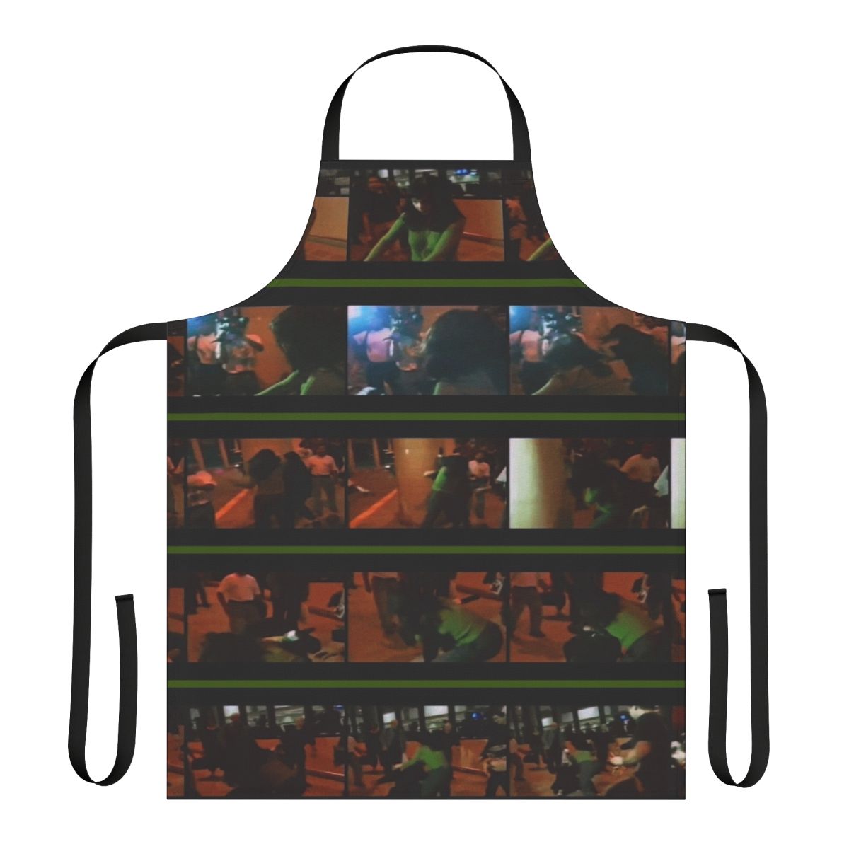 Green apron featuring Bjork-inspired design
