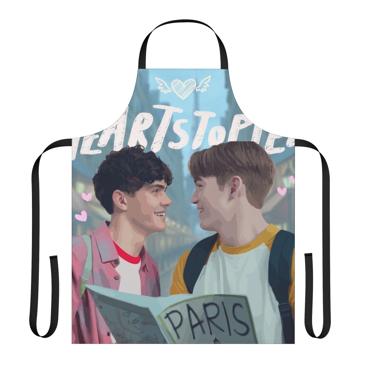 Heartstopper-inspired apron with characters from the Netflix series