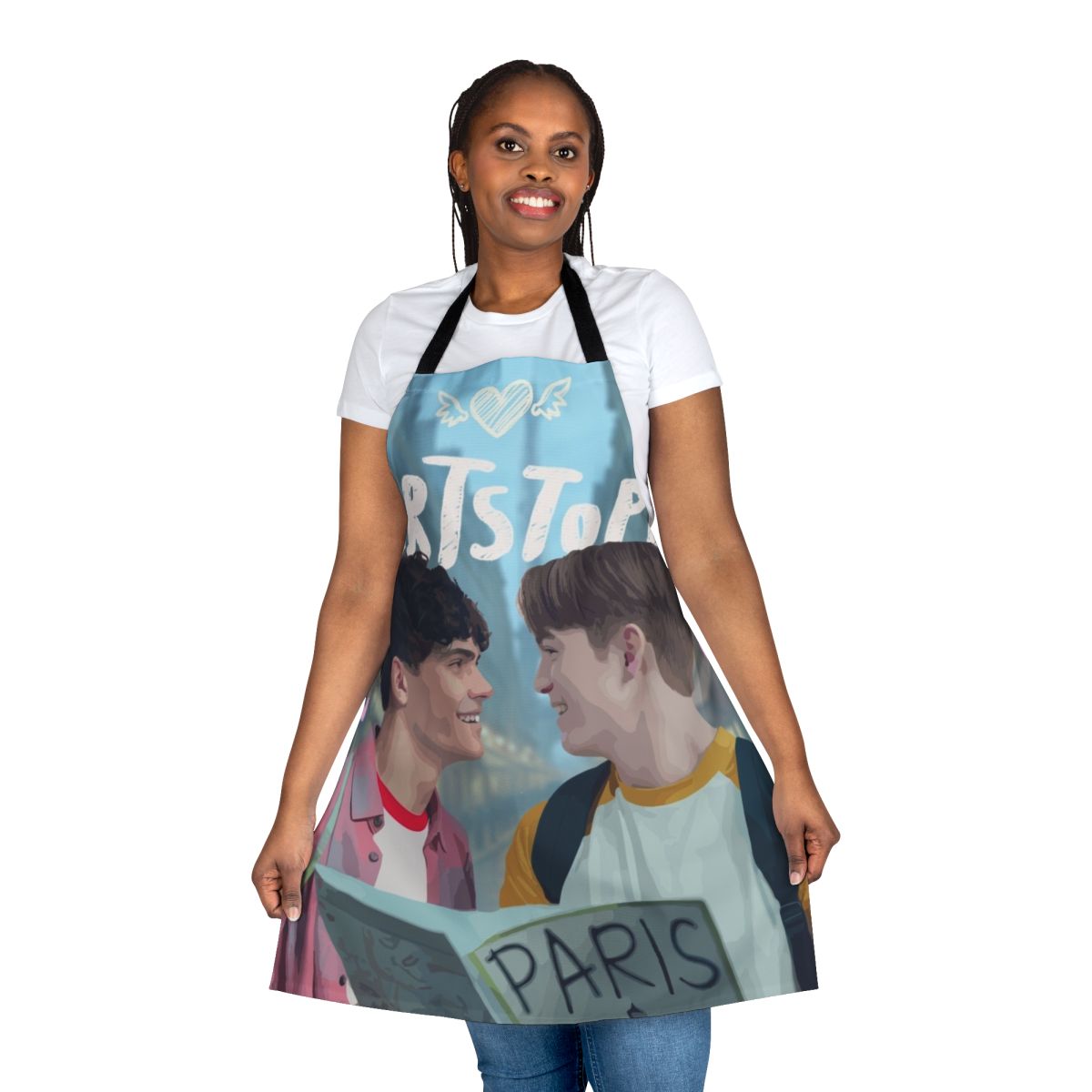 Heartstopper-inspired apron with characters from the Netflix series