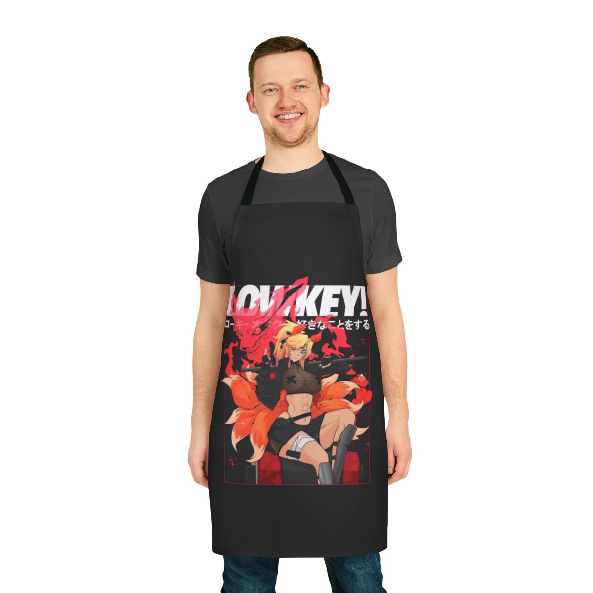 Unofficial anime-inspired apron with a lowkey design