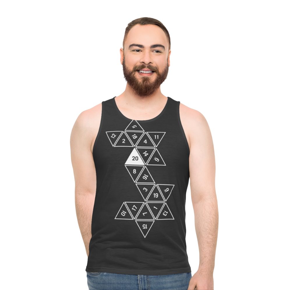 Unrolled D20 Unisex Tank Top for Dungeons & Dragons Fans