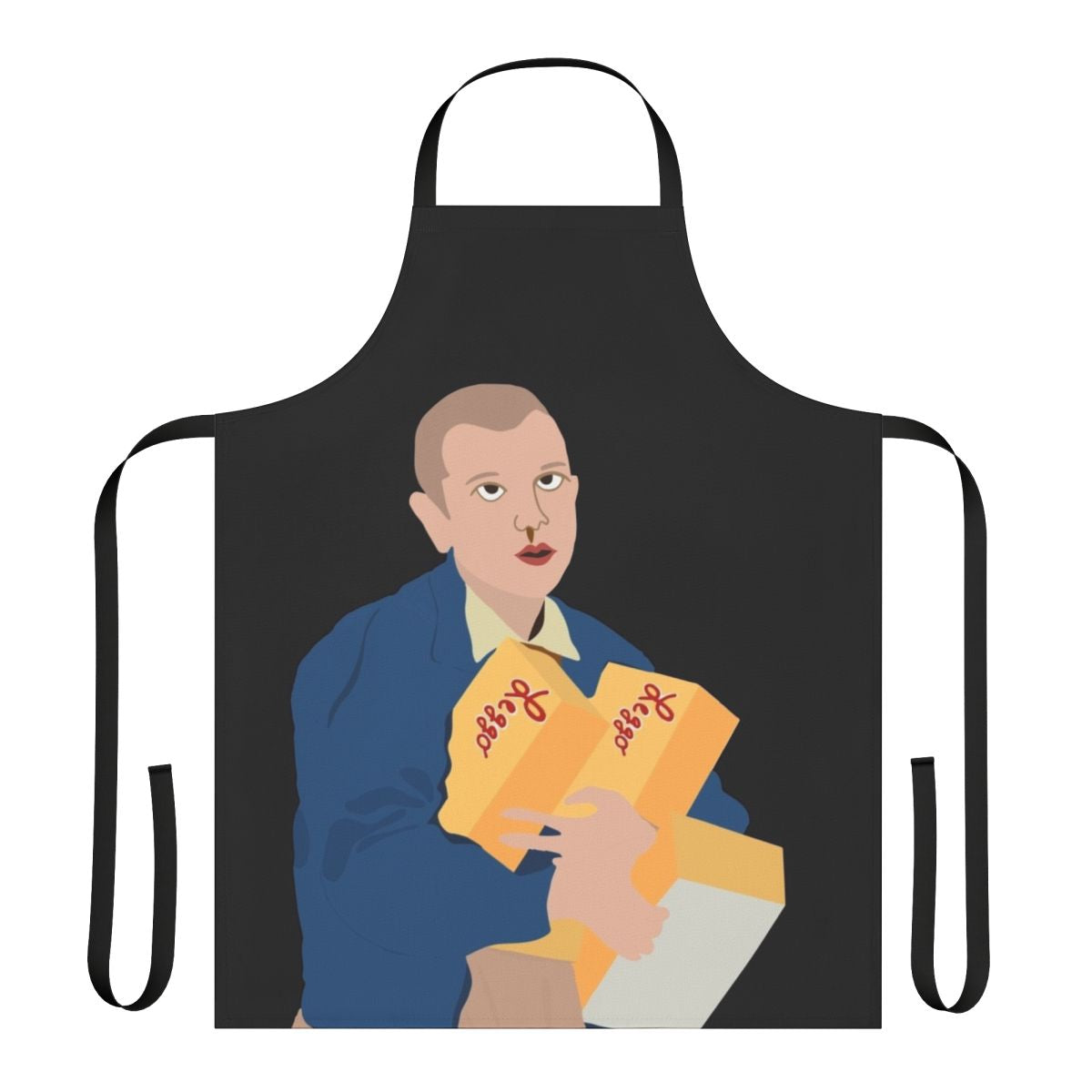 Apron featuring a sticker-style illustration of Eleven from the TV show Stranger Things