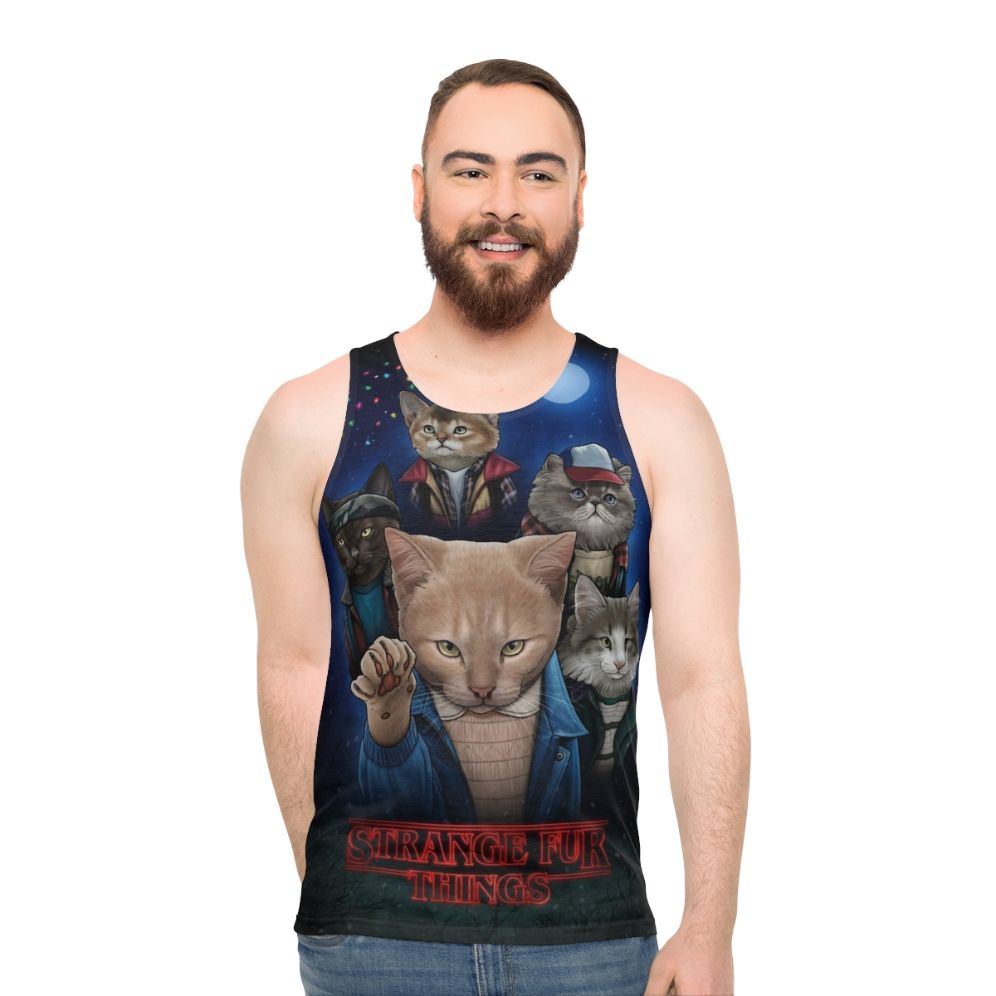 Upside down cats unisex tank top