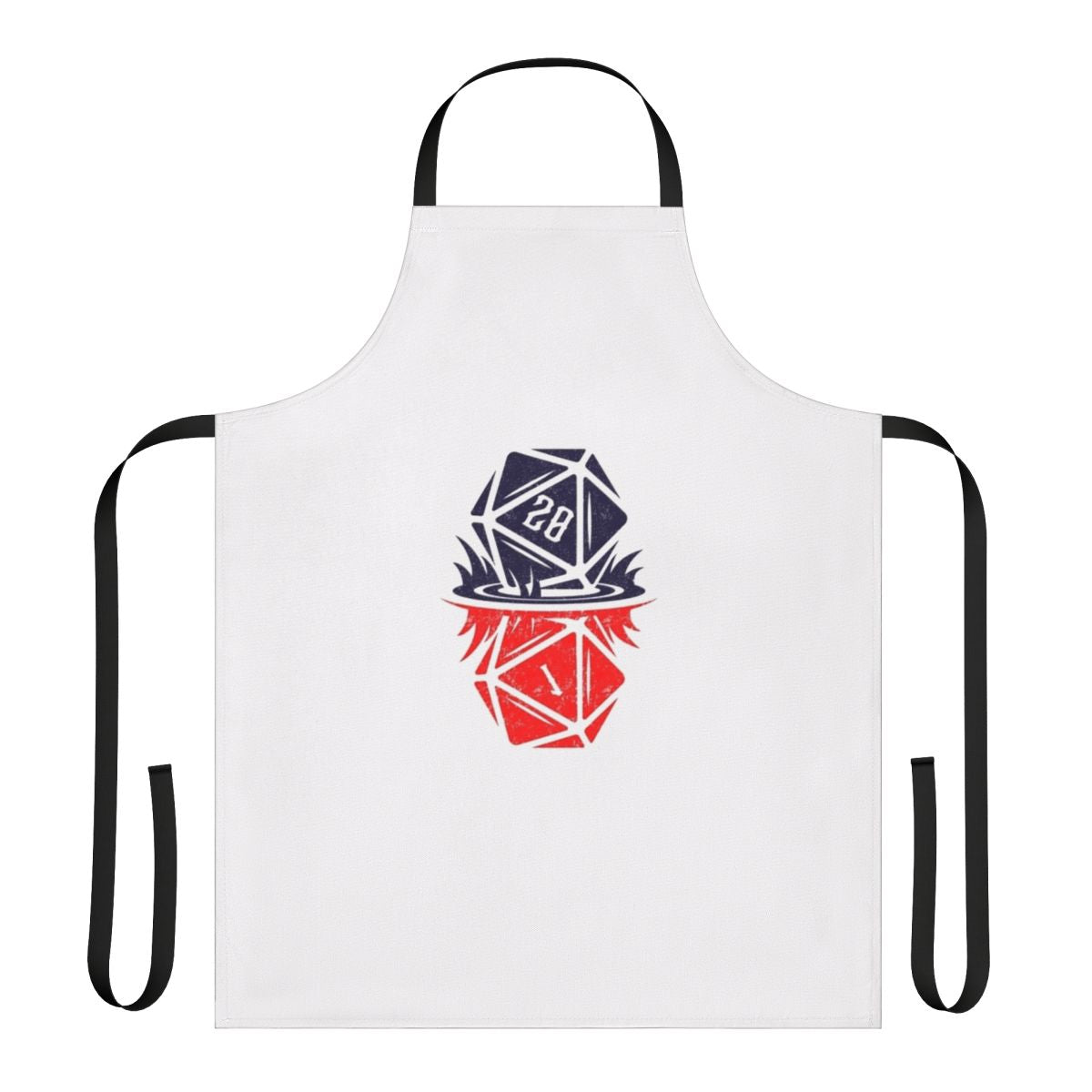 Stranger Things inspired apron featuring a D20 die and the Upside Down design