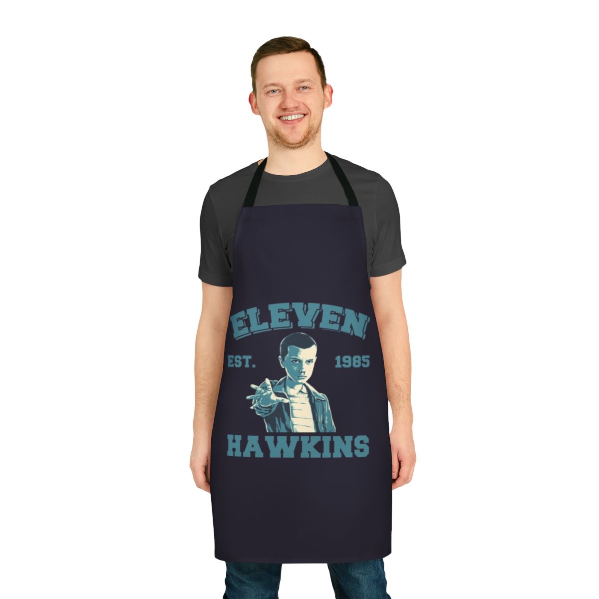 Stranger Things inspired upside down themed apron featuring Eleven