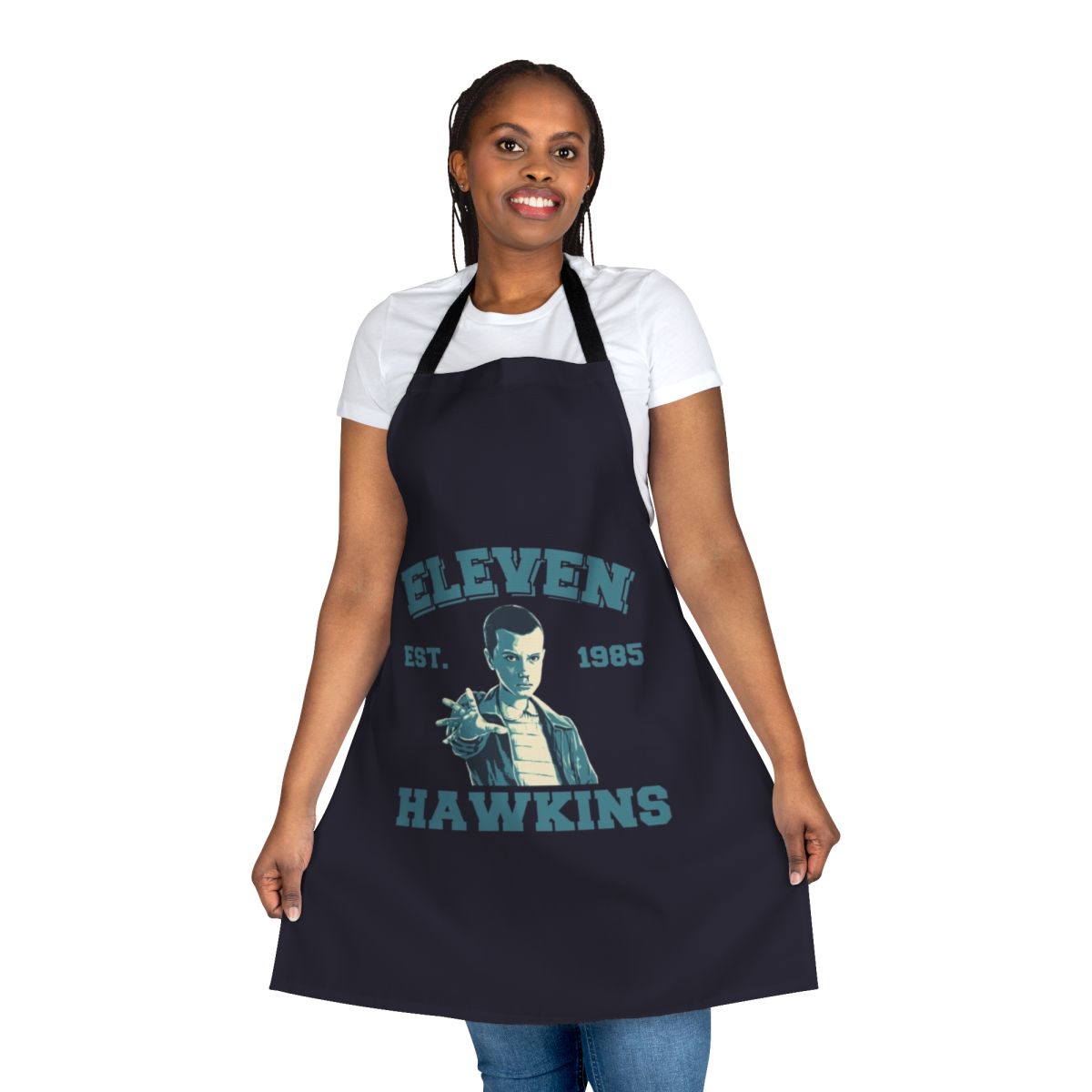 Stranger Things inspired upside down themed apron featuring Eleven