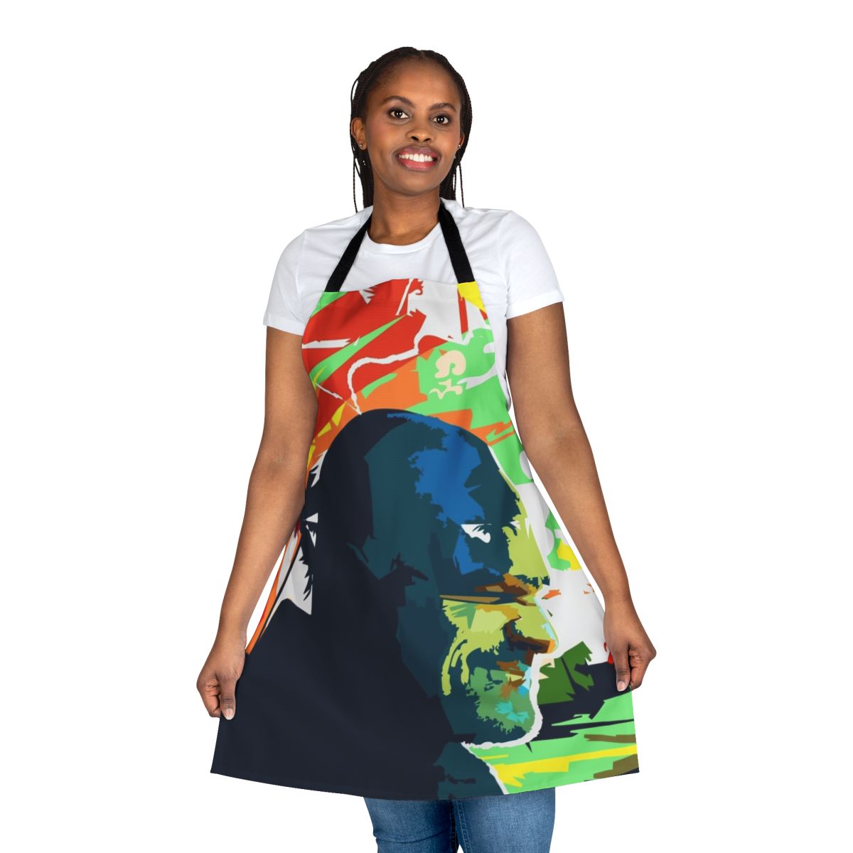 Apron featuring pop art-style graphic of Jim Hopper from the Netflix series Stranger Things