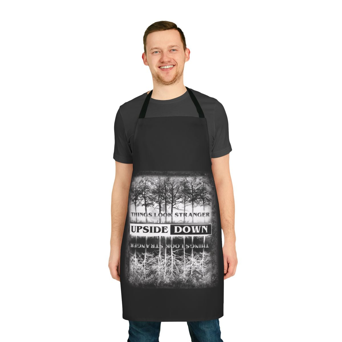 Stranger Things inspired apron featuring the iconic Upside Down design