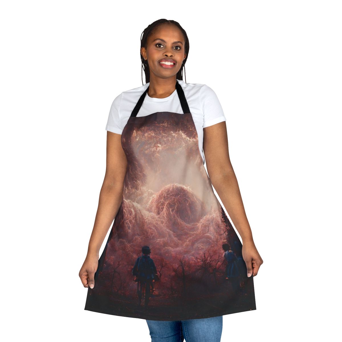 Upside Down Stranger Things Inspired Apron with Clouds of Chaos Design