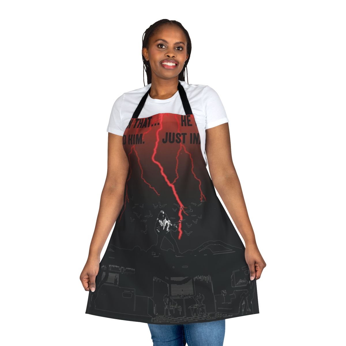 Upside Down themed cooking apron featuring Eddie Munson from Stranger Things