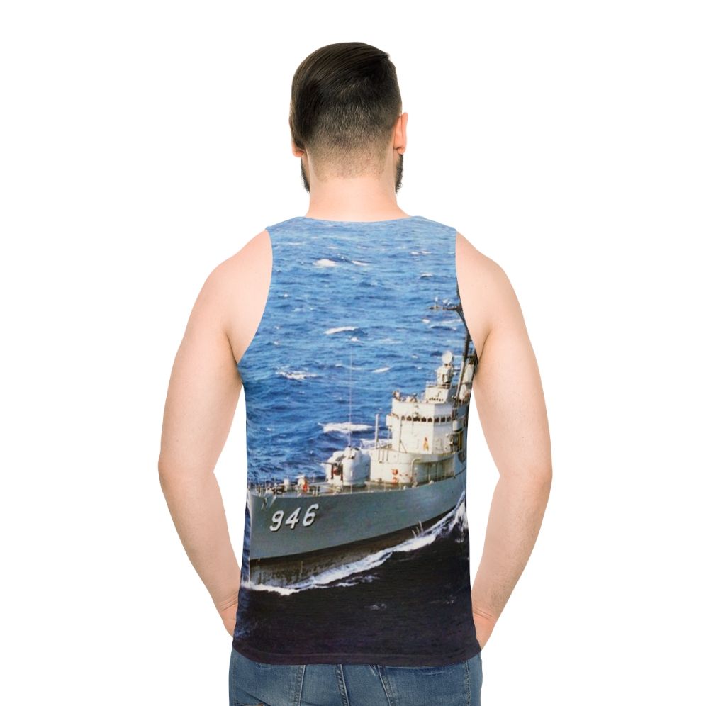 Unisex Navy Tank Top with USS Edson DD 946 Design