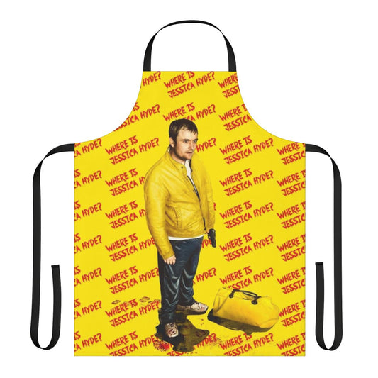 Utopia TV series-inspired apron with stylized graphics