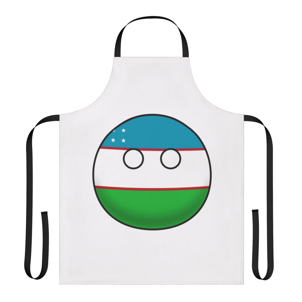 Colorful Uzbekistan-inspired countryball design printed on a high-quality apron