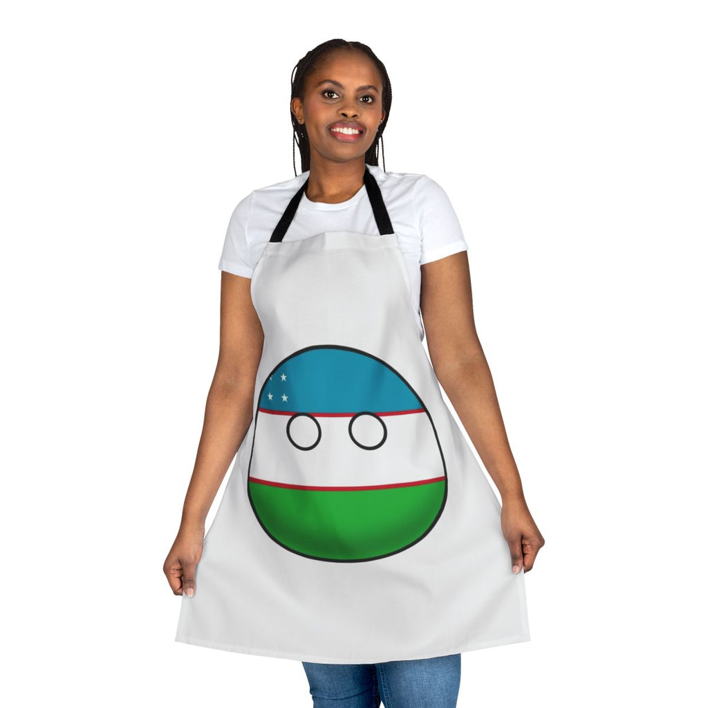 Colorful Uzbekistan-inspired countryball design printed on a high-quality apron