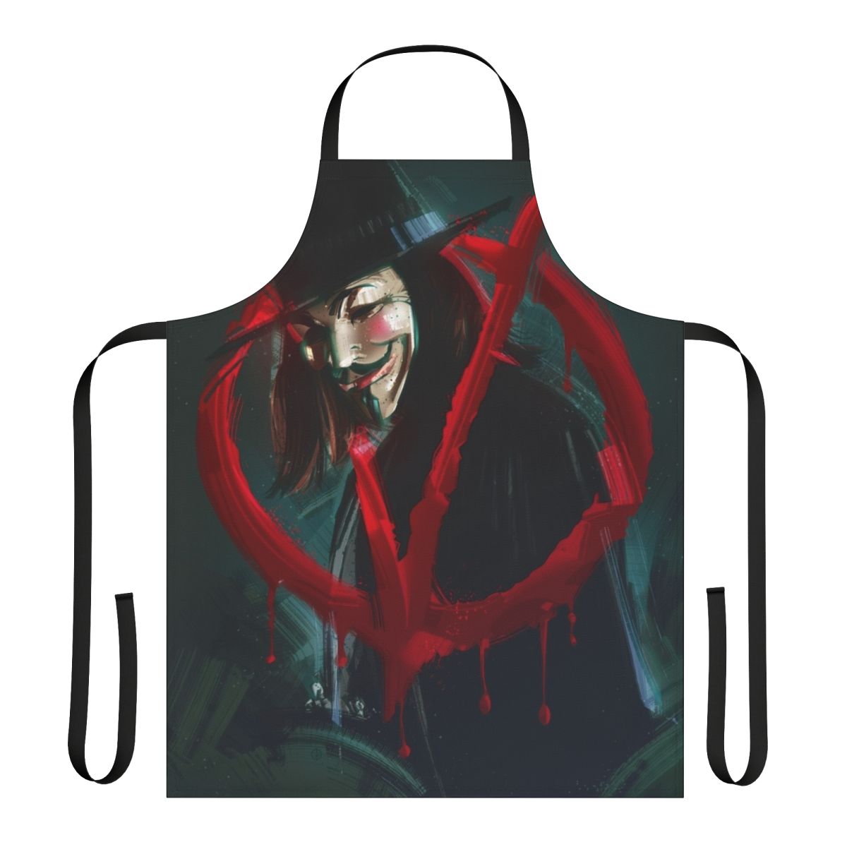 "V for Vendetta Inspired Apron with Anonymous Mask and Revolution Themes"