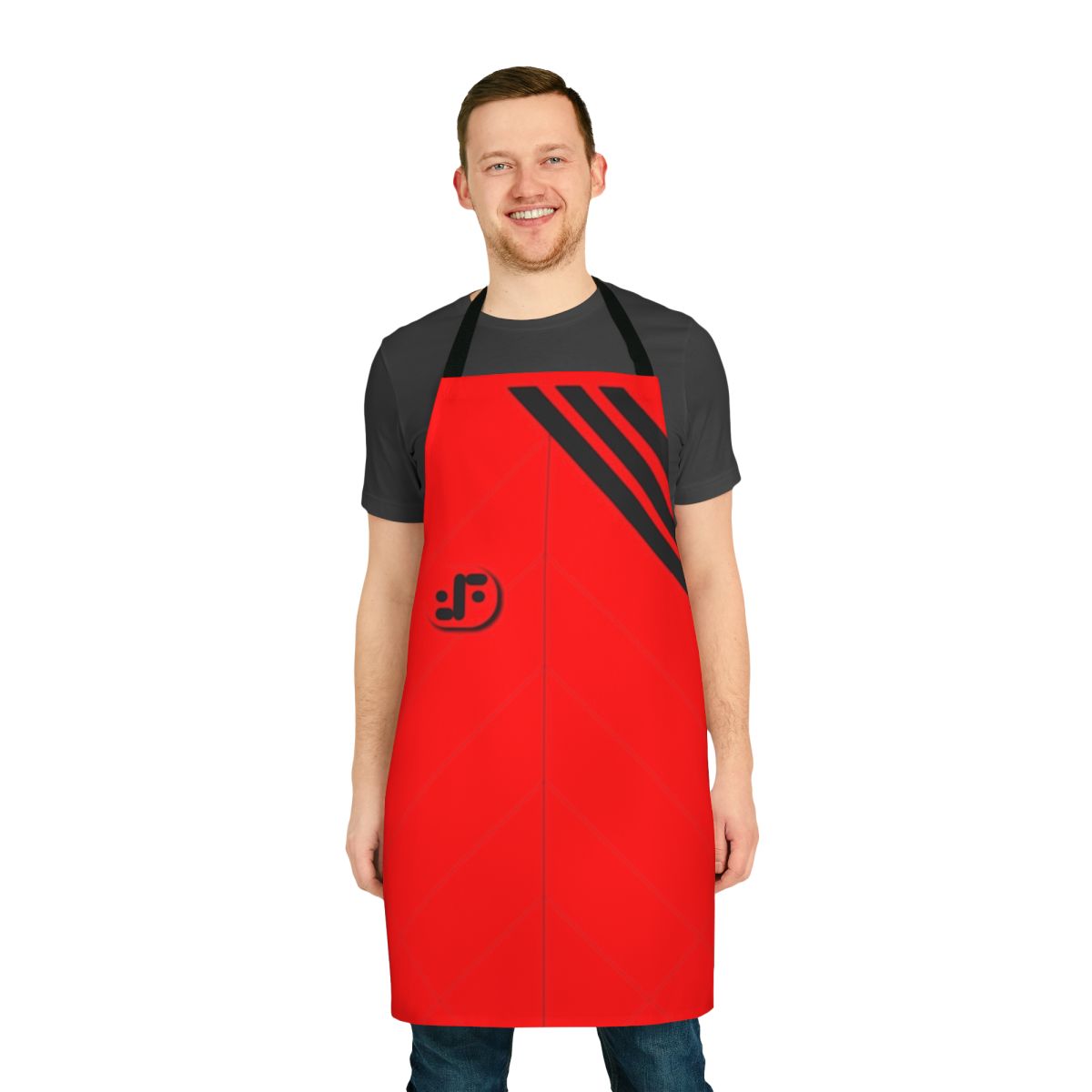 V-themed uniform apron with retro 1980s sci-fi design