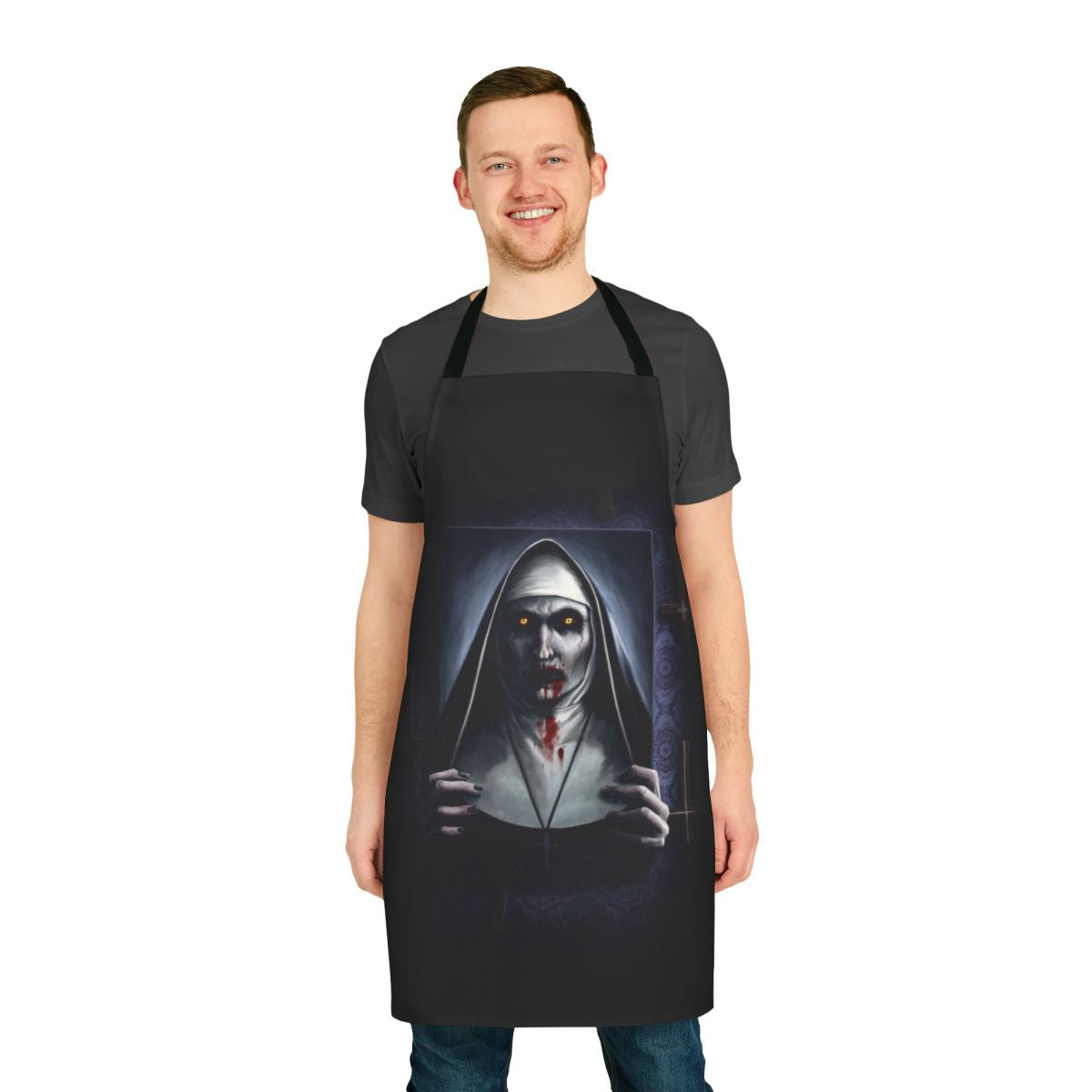 Valak-themed painting apron featuring the demonic nun from The Conjuring 2