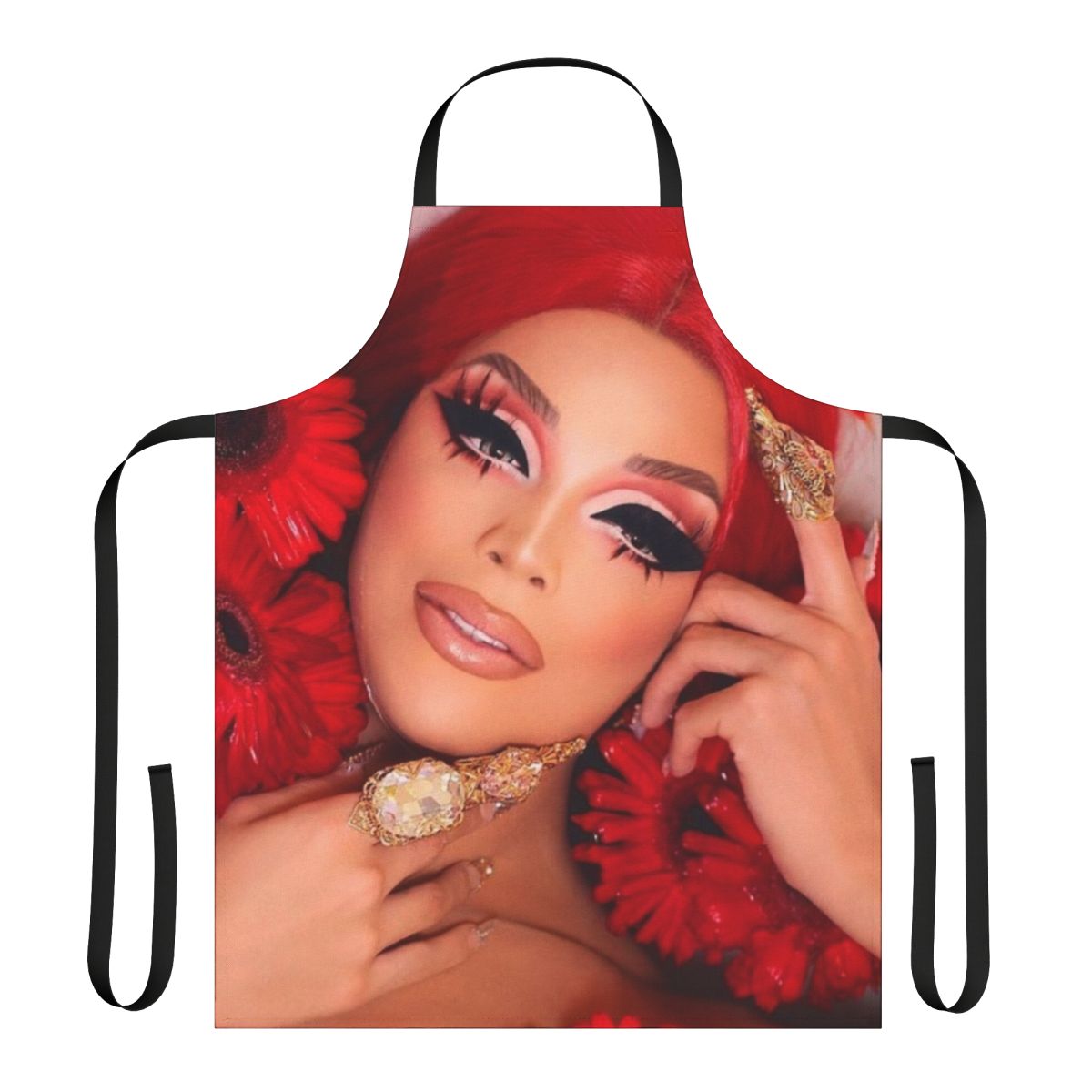 Valentina-Inspired Drag Queen Apron with Bright Colors and Graphic Design