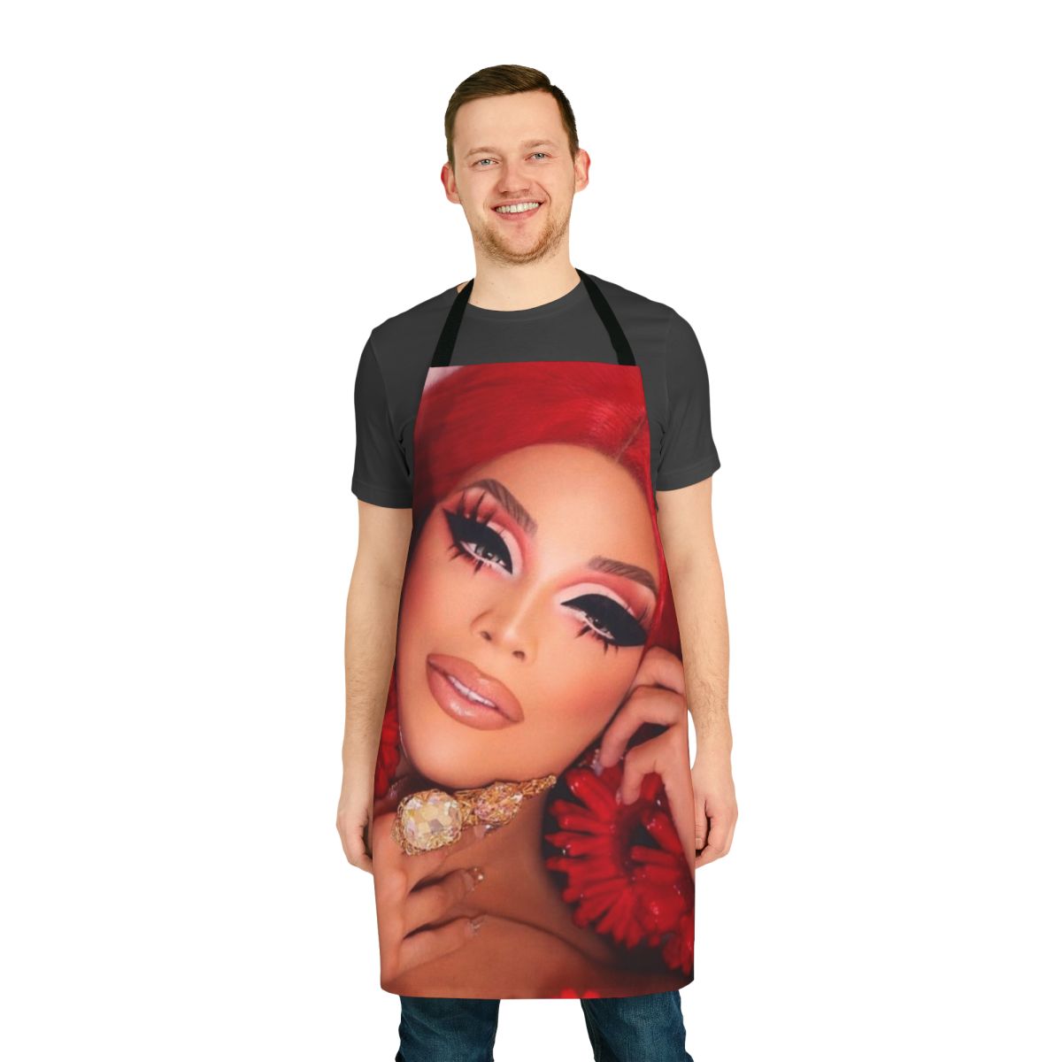Valentina-Inspired Drag Queen Apron with Bright Colors and Graphic Design
