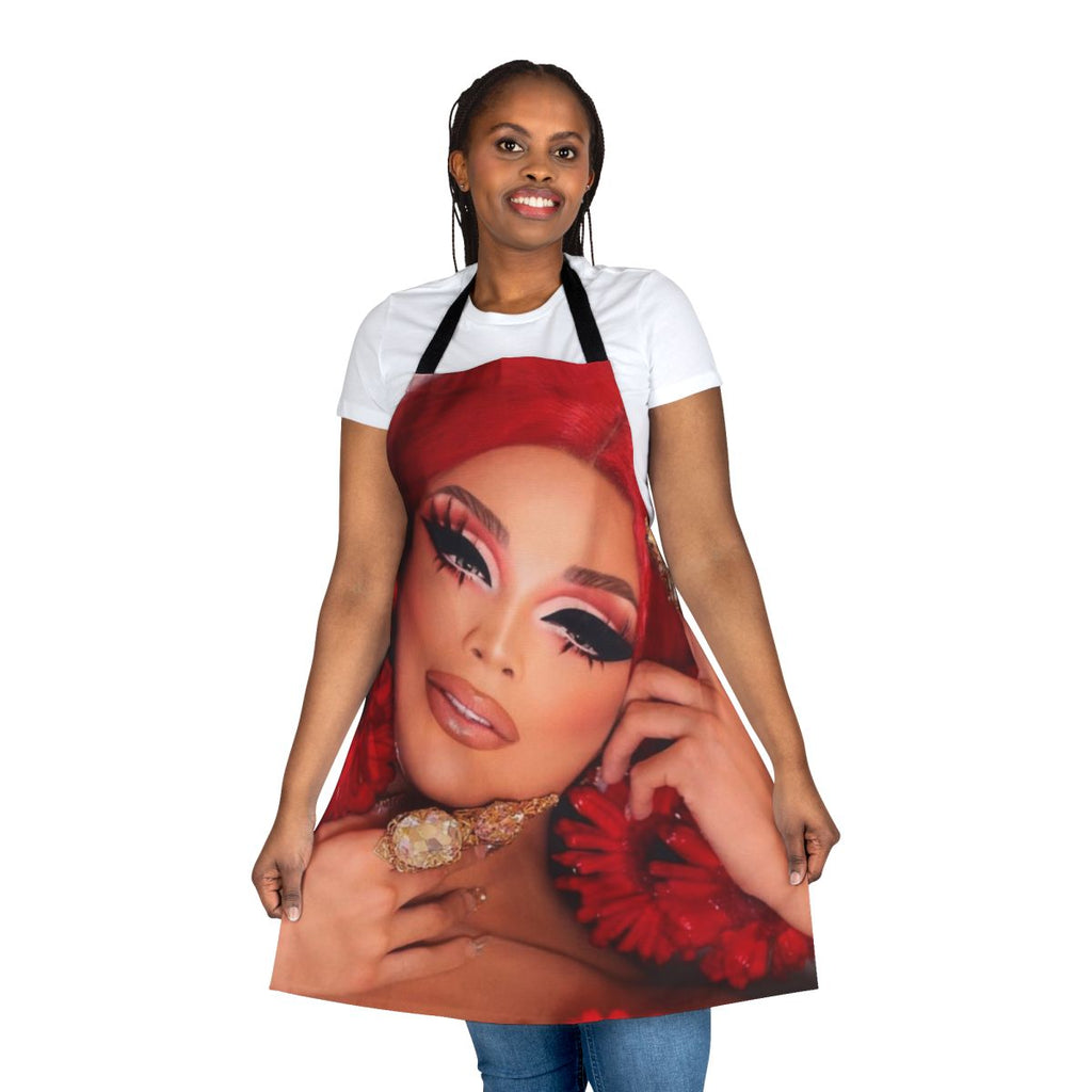 Valentina-Inspired Drag Queen Apron with Bright Colors and Graphic Design