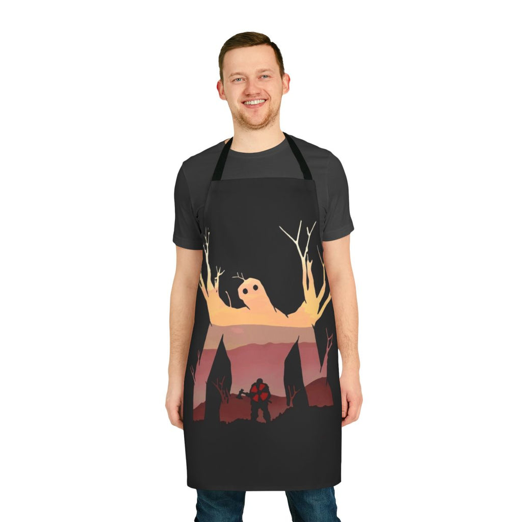 Valheim-inspired apron featuring the Elder boss from the game