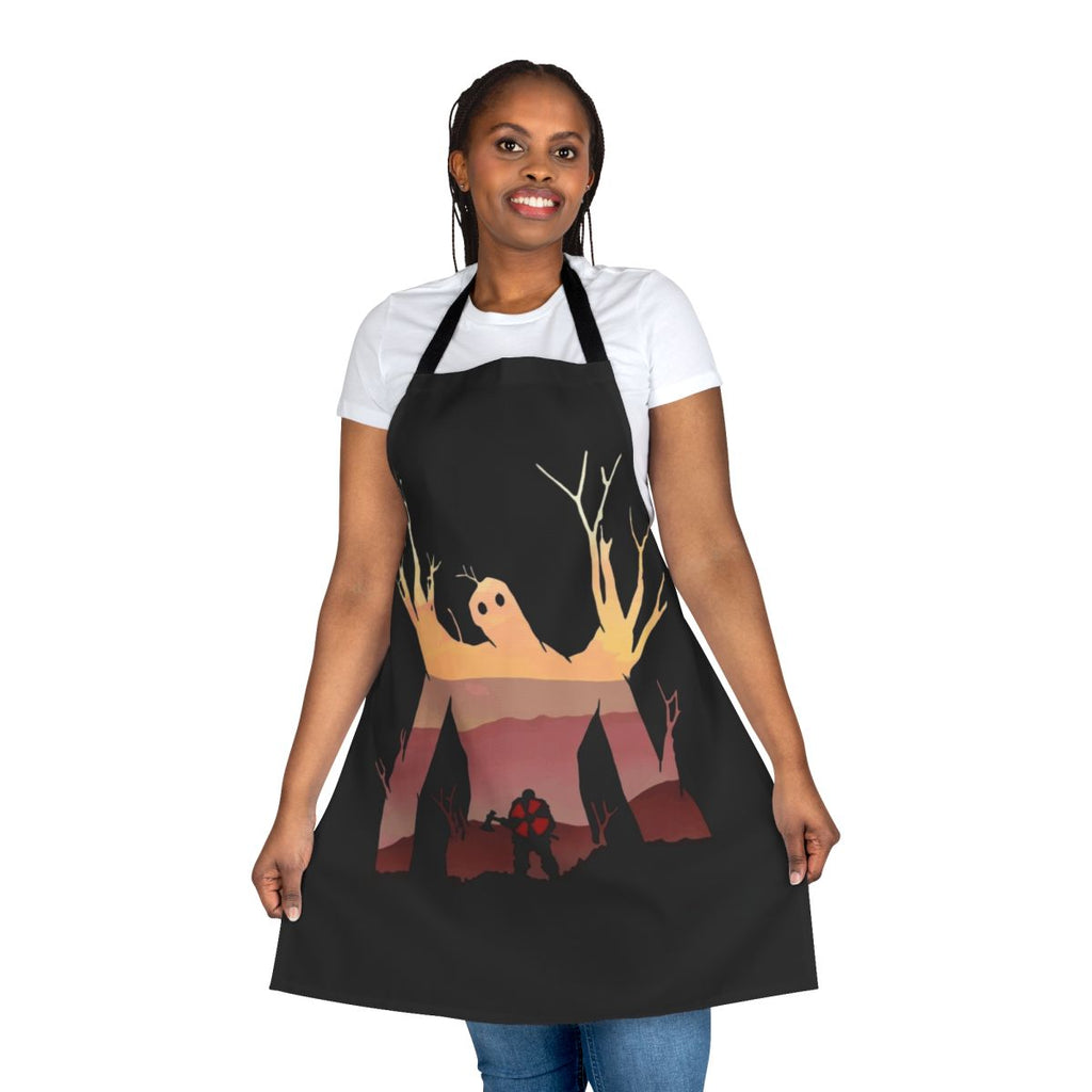 Valheim-inspired apron featuring the Elder boss from the game