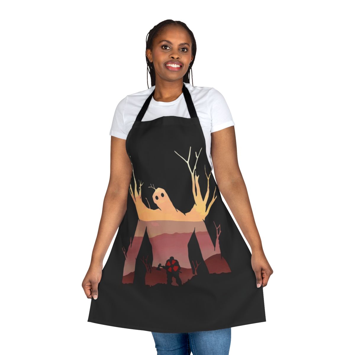 Valheim-inspired apron featuring the Elder boss from the game