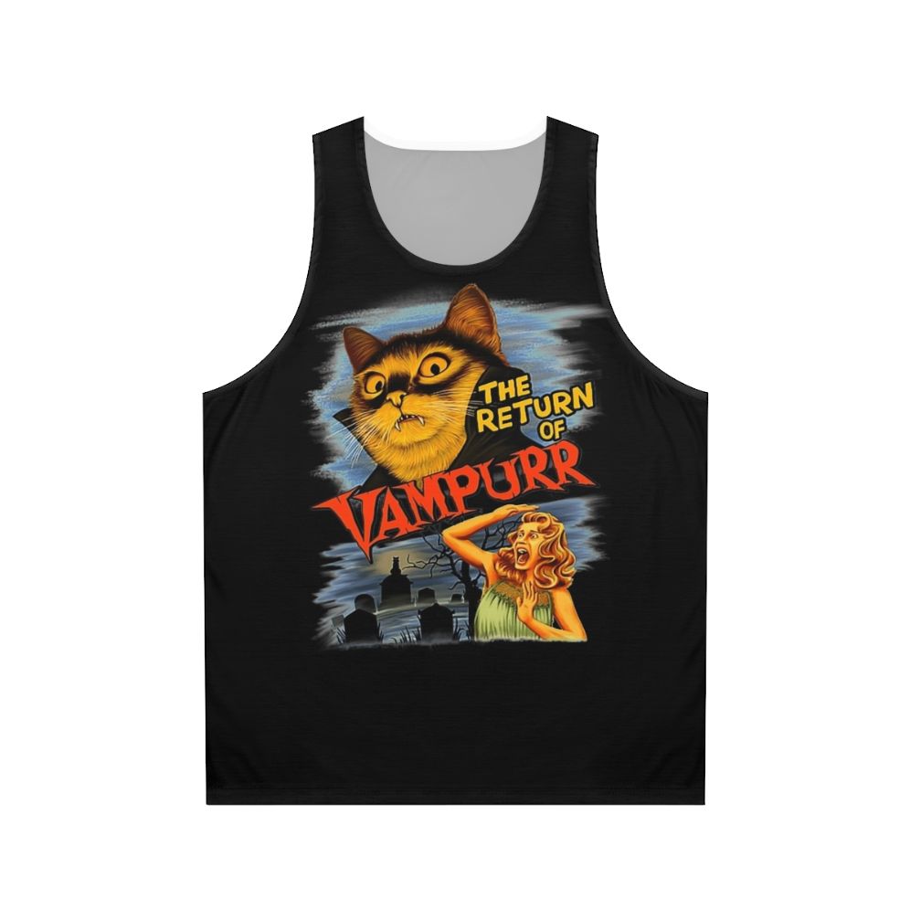 Unisex Tank Top with Vampire Cat Graphic