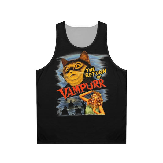 Unisex Tank Top with Vampire Cat Graphic