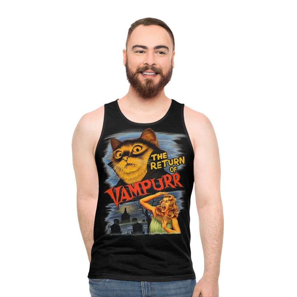 Unisex Tank Top with Vampire Cat Graphic