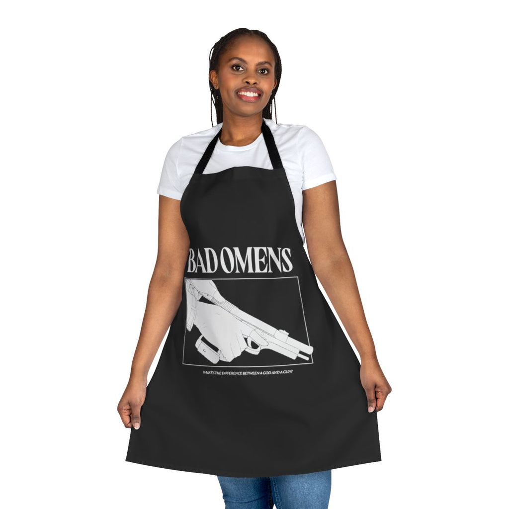 A black apron with the text "Lock and Loaded" printed on it, a Castlevania-inspired design for fans of the popular video game series.