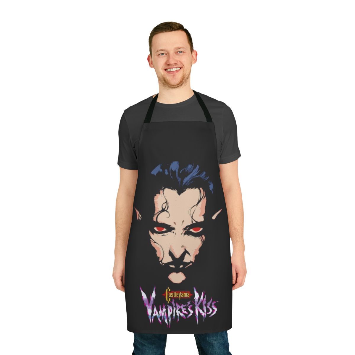 Castlevania-inspired apron featuring a vampire design