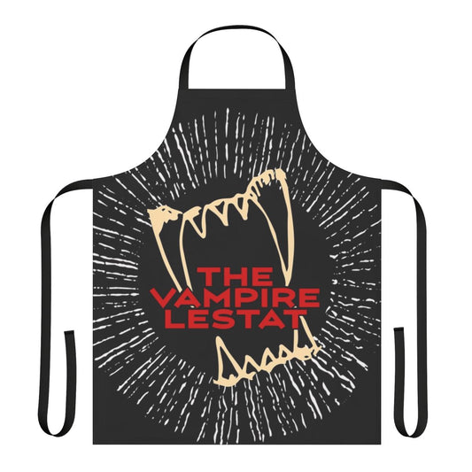Stylized vampire band logo design printed on a high-quality apron