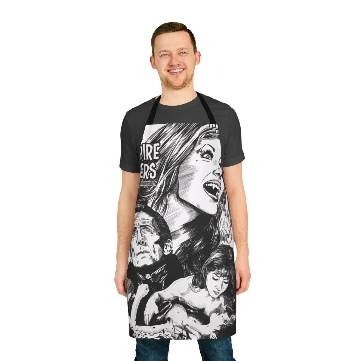 Vampire Lovers Horror Art Print Apron featuring classic Hammer Horror imagery