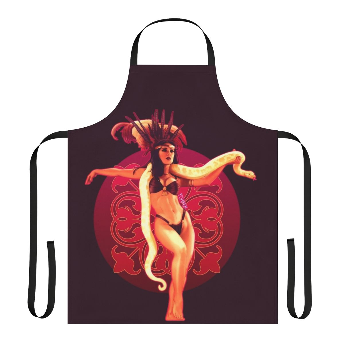 Artistic apron with a portrait of the character Santanico Pandemonium from the movie From Dusk Till Dawn