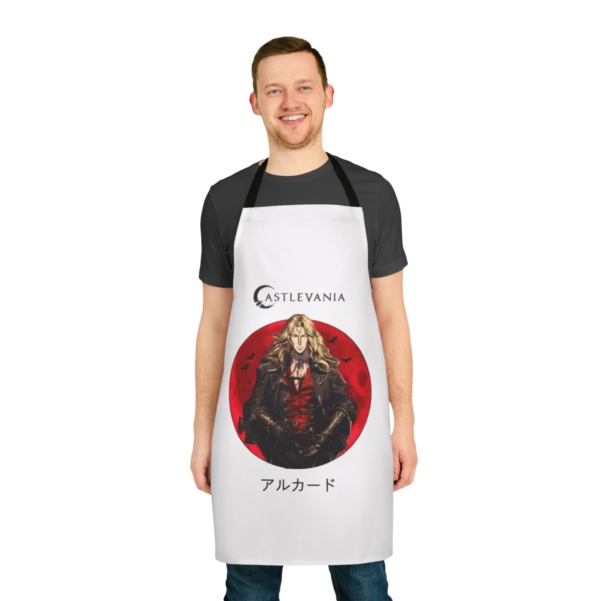 Castlevania-inspired Alucard-themed apron for cosplay and kitchen use