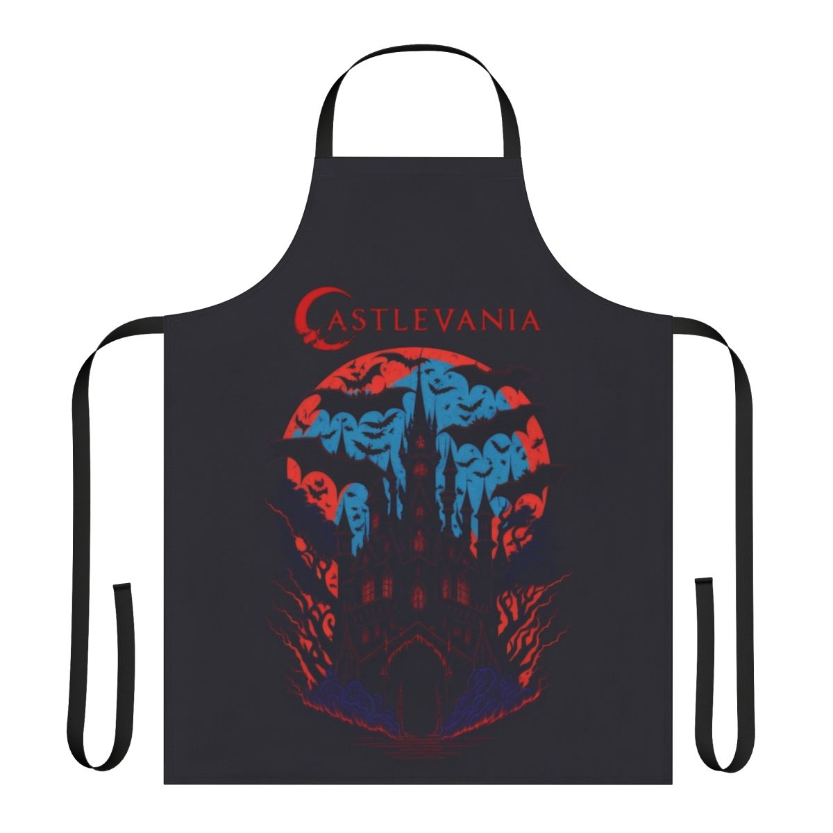 Castlevania-inspired apron featuring dark, gothic design with vampiric elements